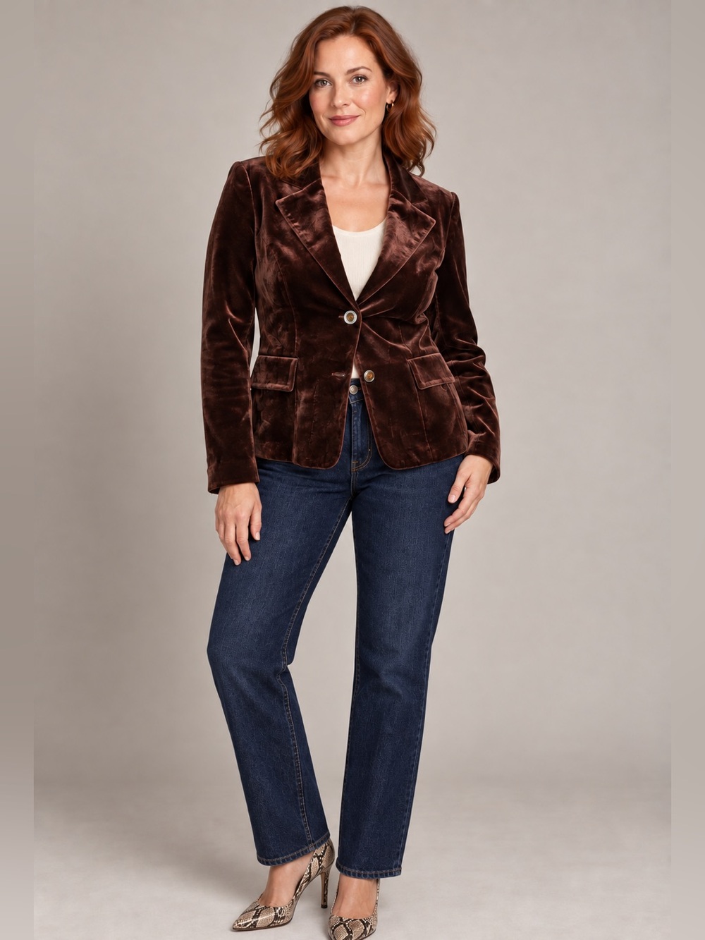 Alyn Paige Chocolate Brown Velvet Blazer Size 12